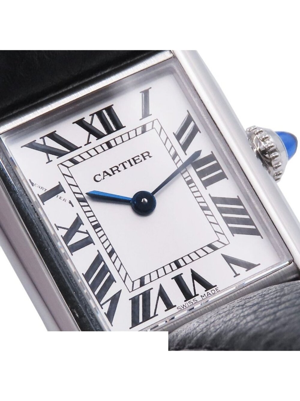 Cartier Tank Must SM Silver Stainless Steel Leather Watch Quartz - Picture 5 of 9